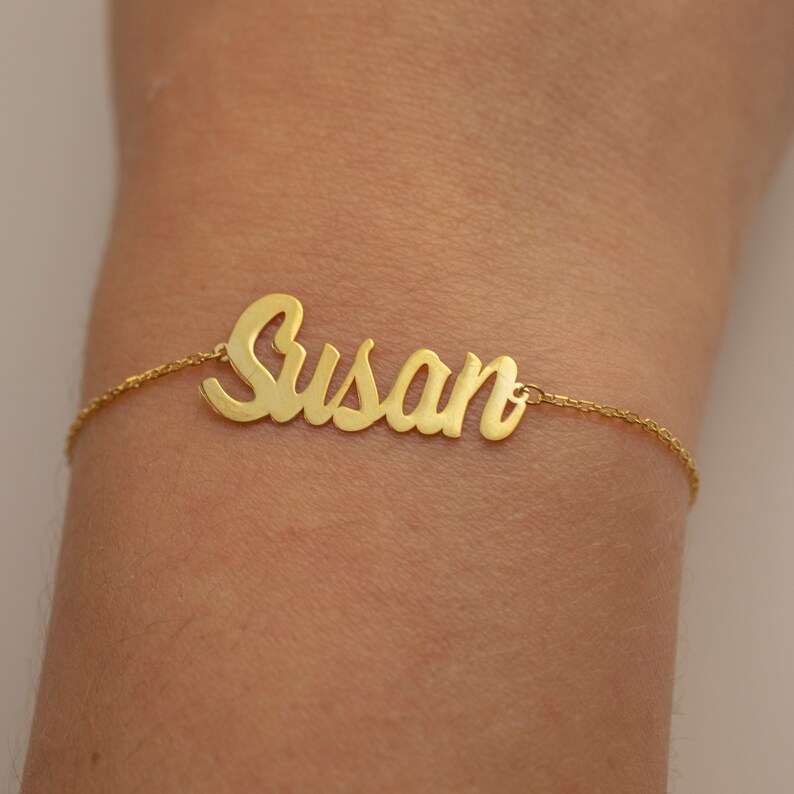 14K Solid Gold Custom Name Bracelet Custom Mantra Bracelet Etsy