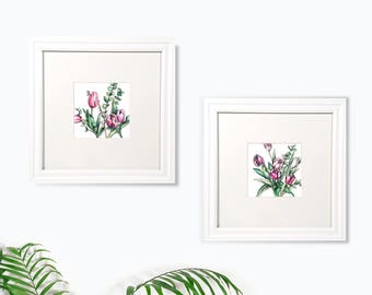 Tulip watercolor print Set of 2, watercolor art, flowers watercolor, wall art print, Tulip art print, spring art, home decor