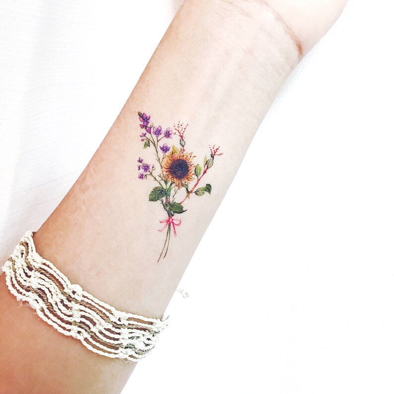 Temporary Tattoos Flower Set of 7 Flower Tattoos Roseflower Etsy