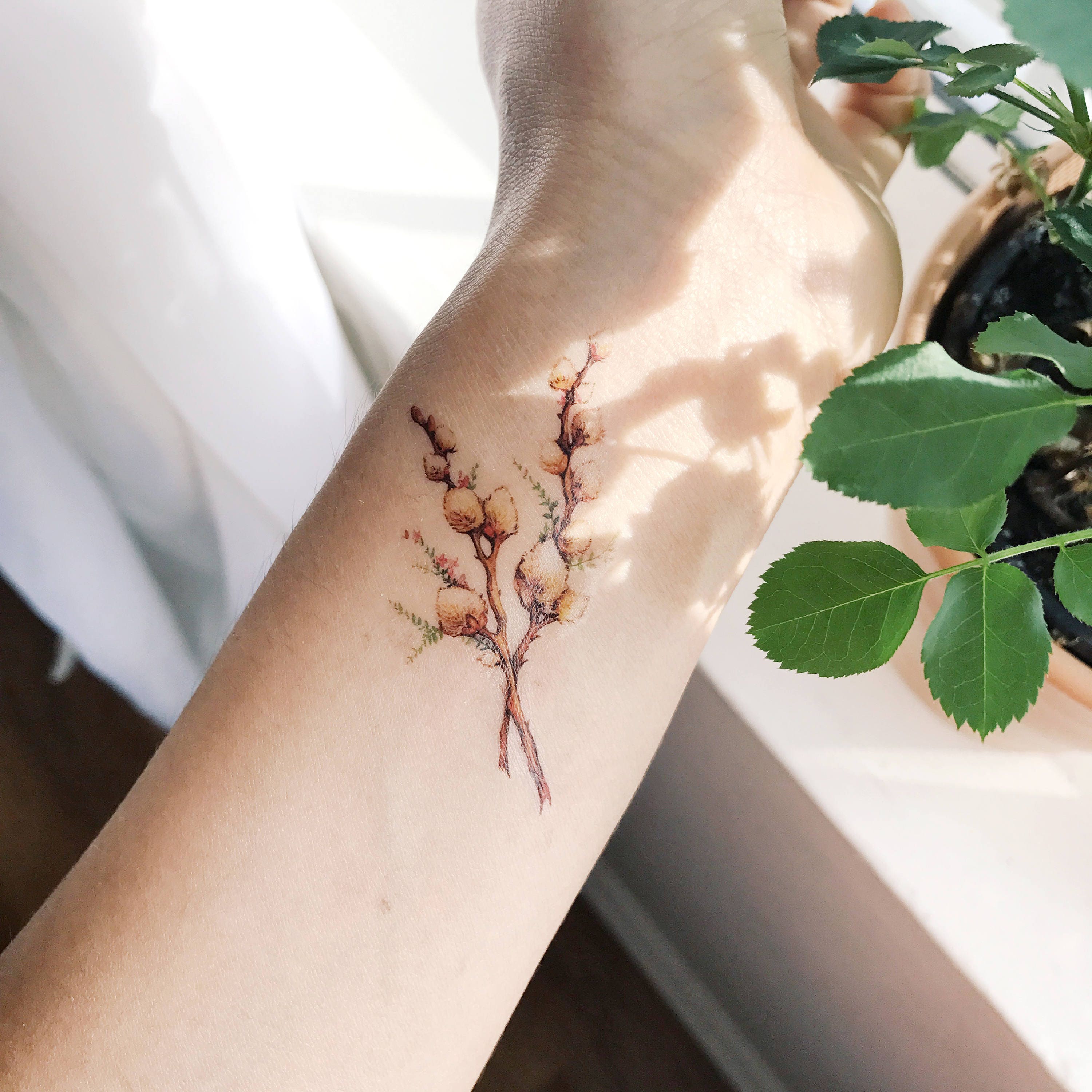 Temporary Tattoos Pussy Willow Tattoohandmadefloral - Etsy Temporary Tattoos Pussy Willow Tattoohandmadefloral - Etsy