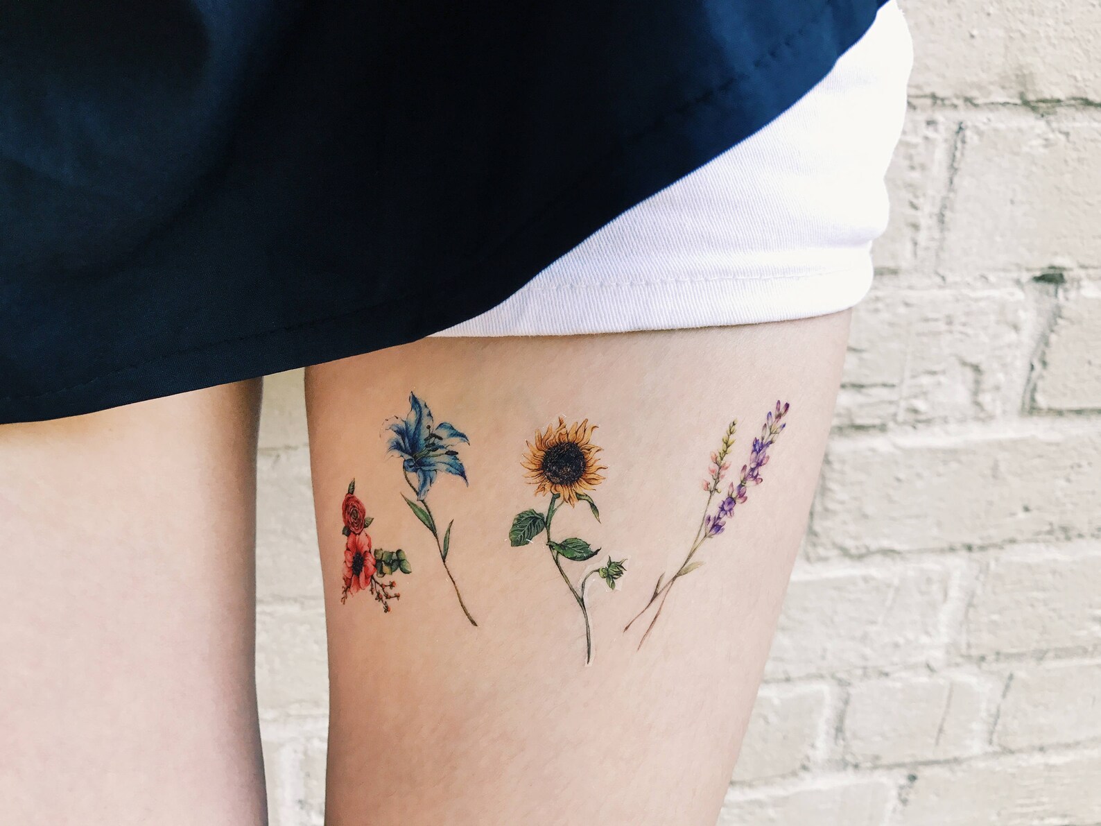 Flower Temporary Tattoos Set of 8 Flower Tattoos Lavender Etsy