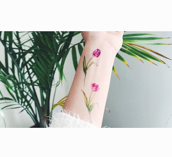 Flower Temporary Tattoos Set of 5 Tulip Temporary - Etsy Flower Temporary Tattoos Set of 5 Tulip Temporary - Etsy