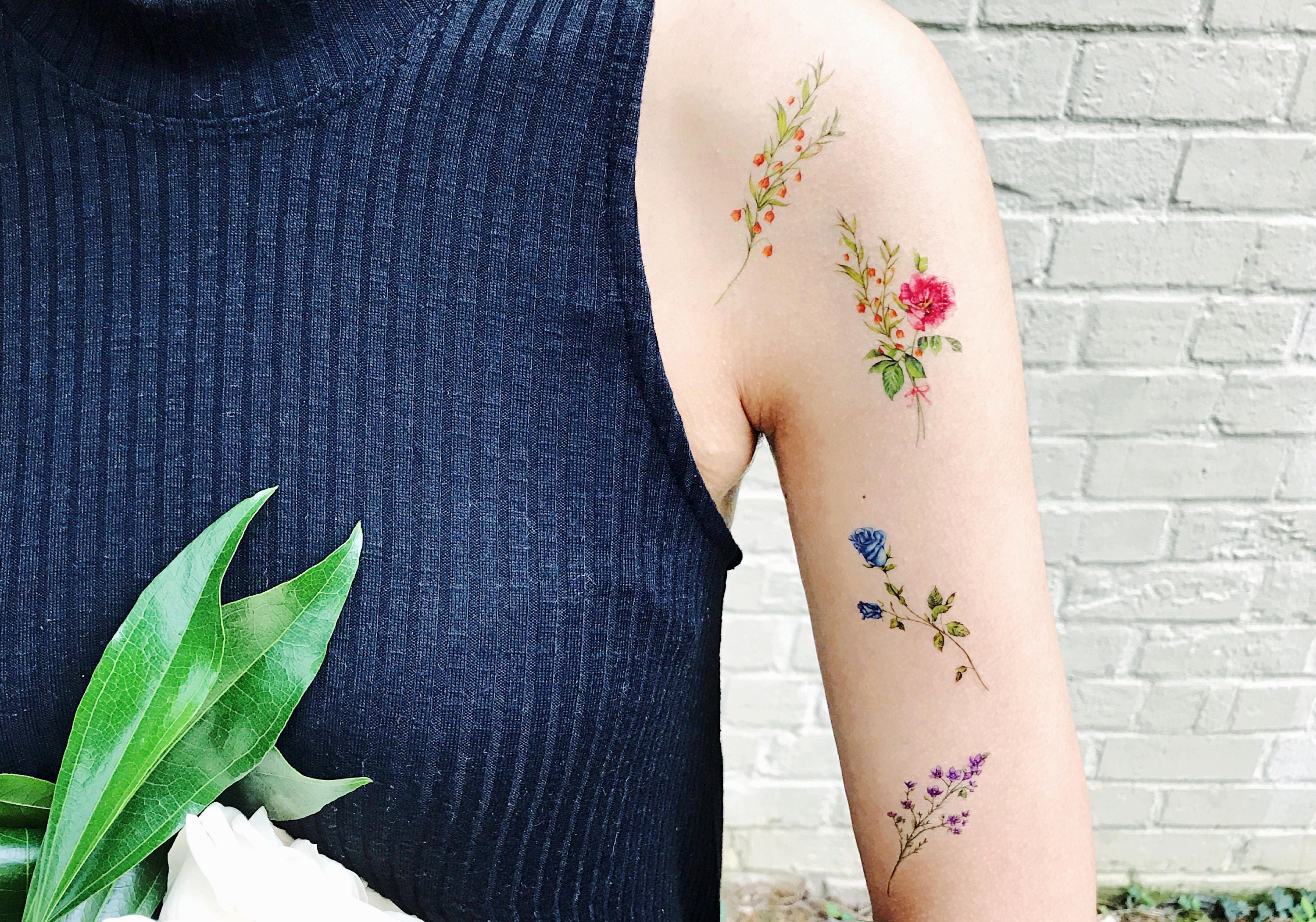 Temporary Tattoos Flower Set of 7 Flower Tattoos Roseflower - Etsy Temporary Tattoos Flower Set of 7 Flower Tattoos Roseflower - Etsy