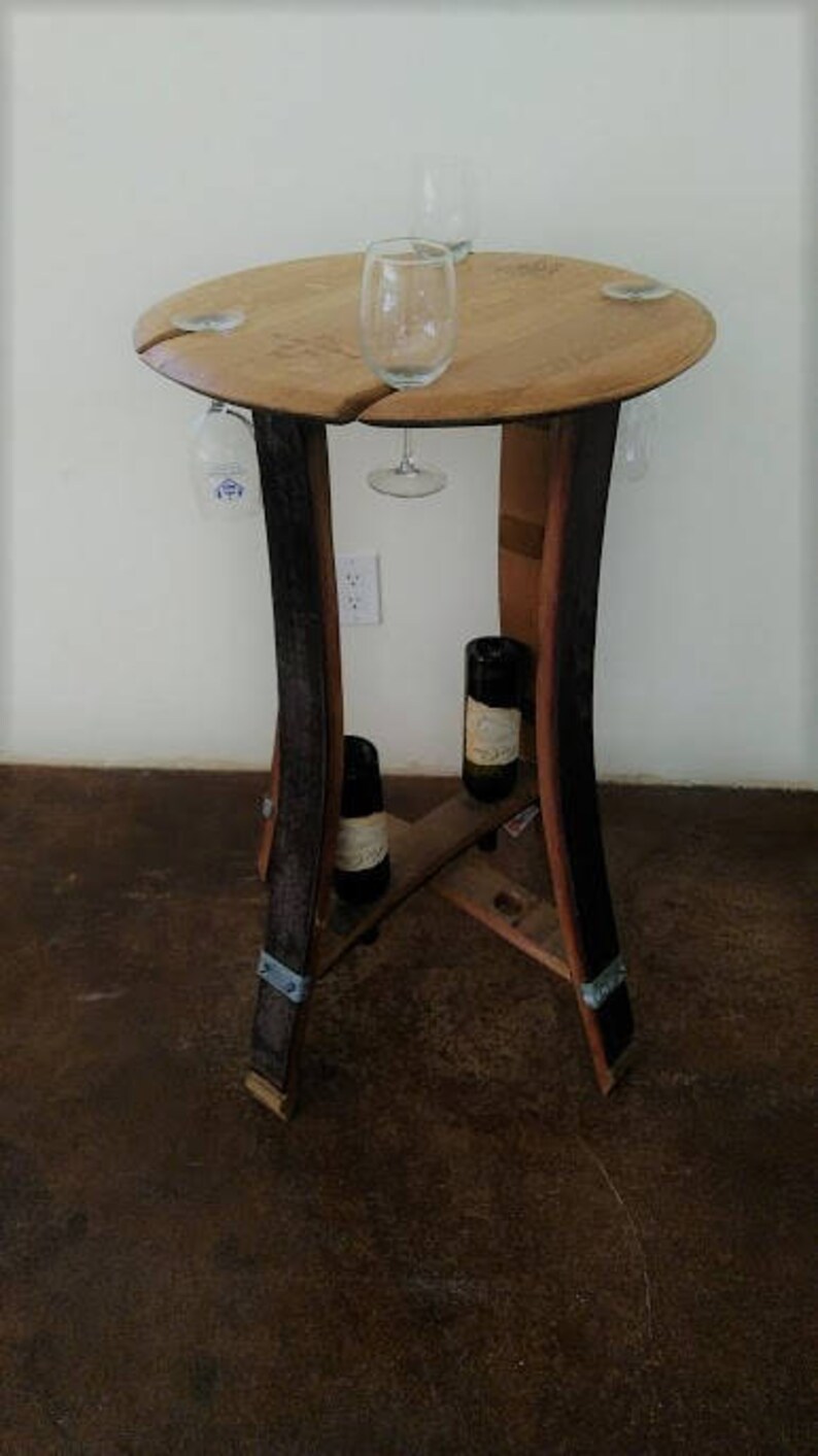 Wine Barrel dining set with two stools and Bistro tableWine Etsy