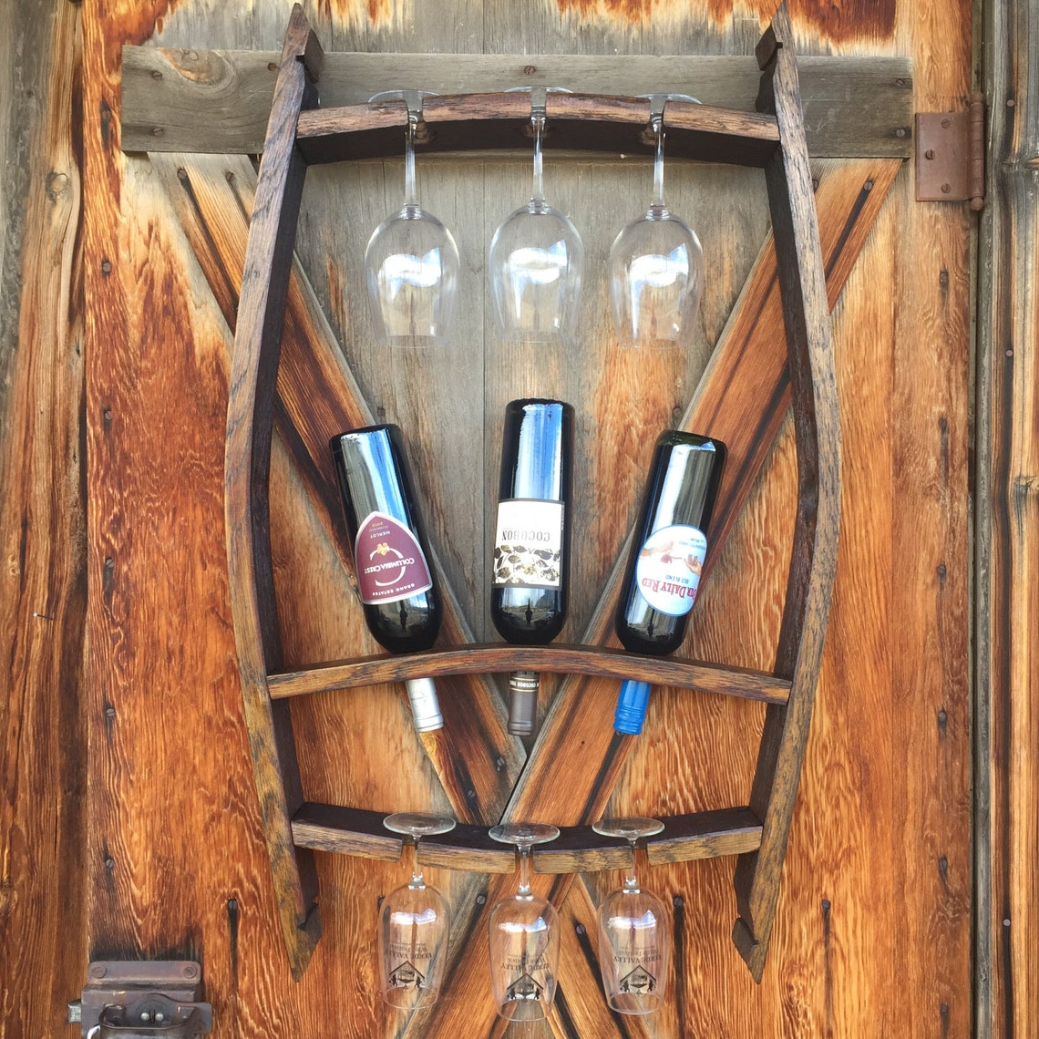 Wine RackWine Barrel Glass & Bottle HolderWine Glass Etsy