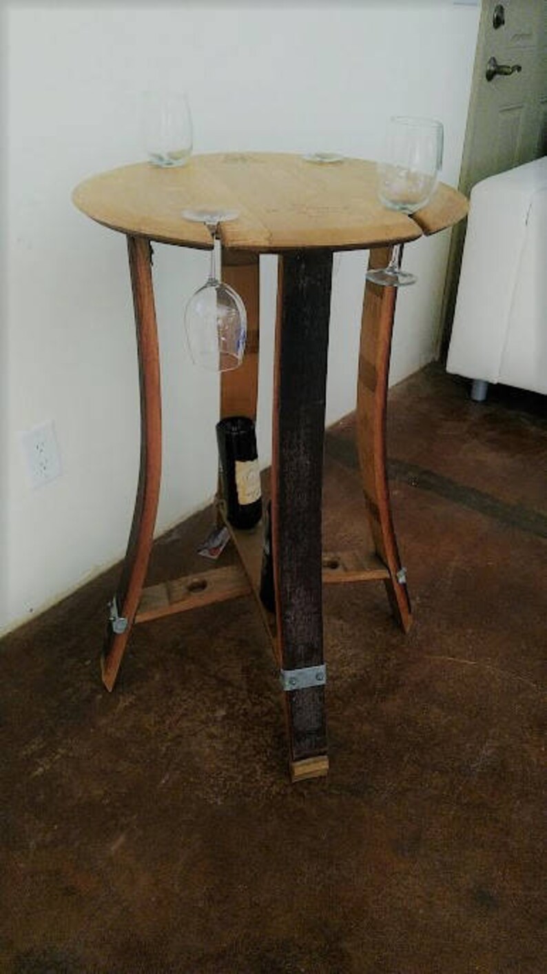 Wine Barrel dining set with two stools and Bistro tableWine Etsy