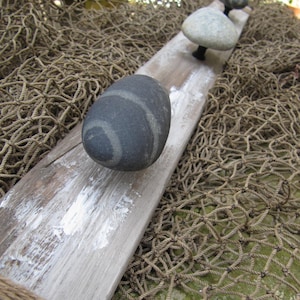 Beach Stone & Weathered Wood Coat Rack l Rustic Coat Rack image 1