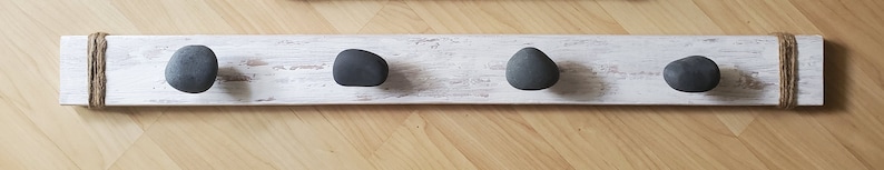 Beach Stone & Weathered Wood Coat Rack l Rustic Coat Rack image 3