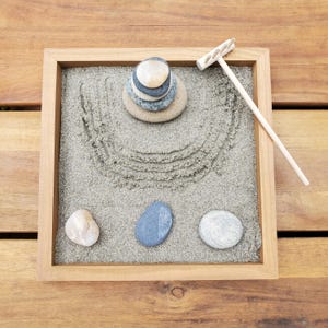 Desk Zen Meditation Garden * Sand Garden With Cairn & Rake * Calming ...