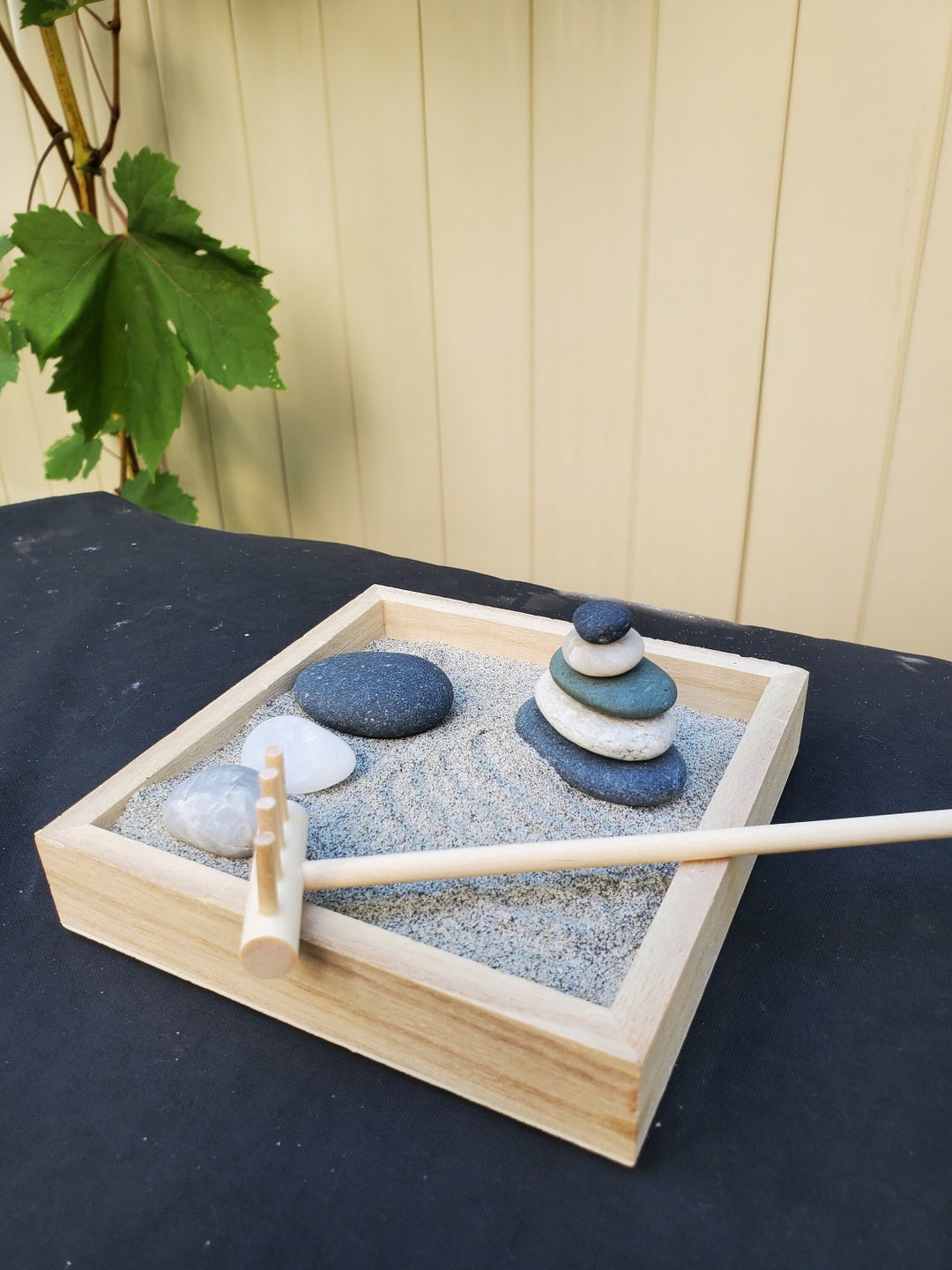 Desk Zen Meditation Garden * Sand Garden With Cairn & Rake * Calming