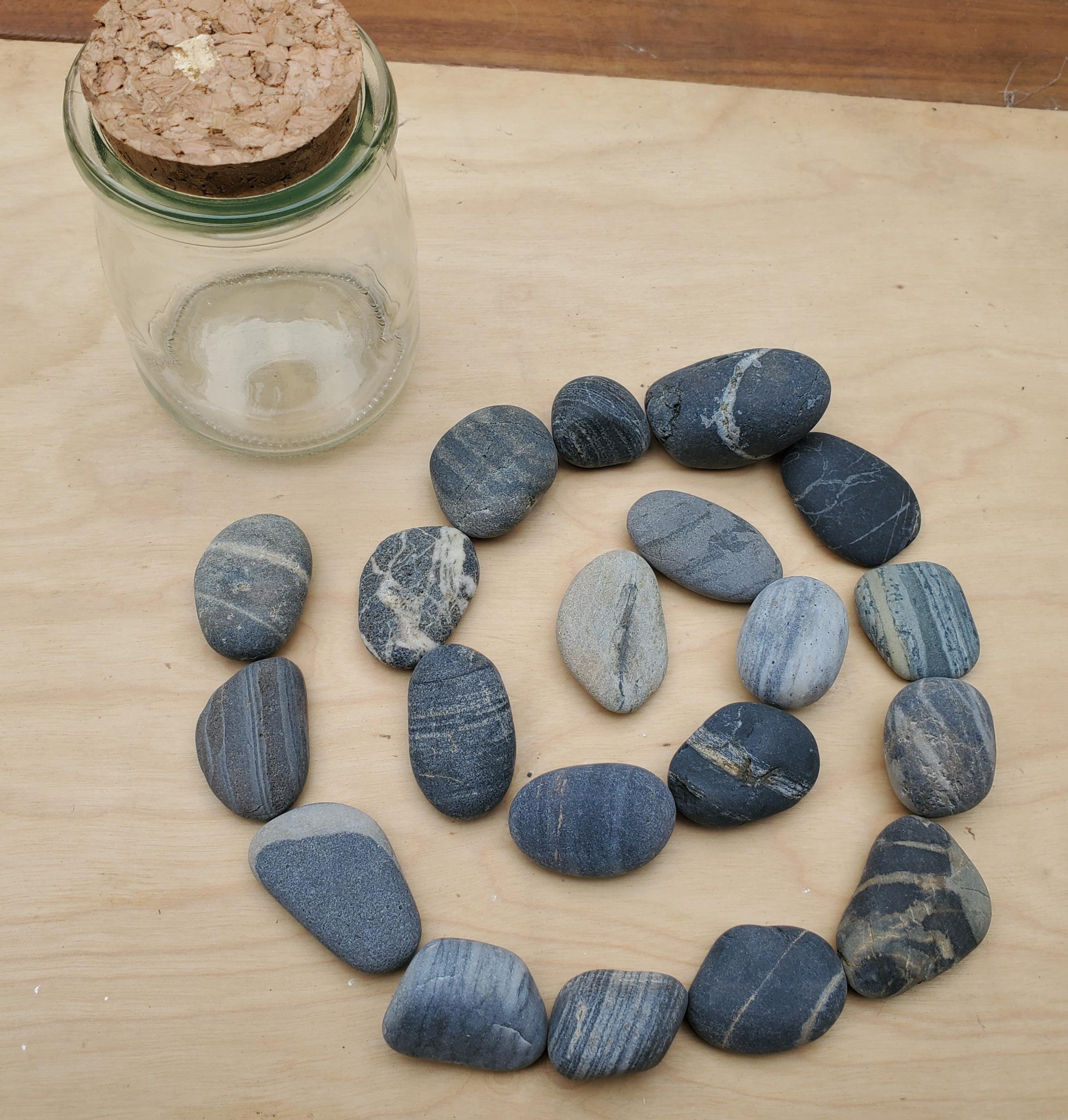 San Diego Beach Stones in a Jar * Striped Beach Pebbles in a Jar *Jar of Beach Rocks * Striped Beach Stones in a Jar * Jar of Striped Stones