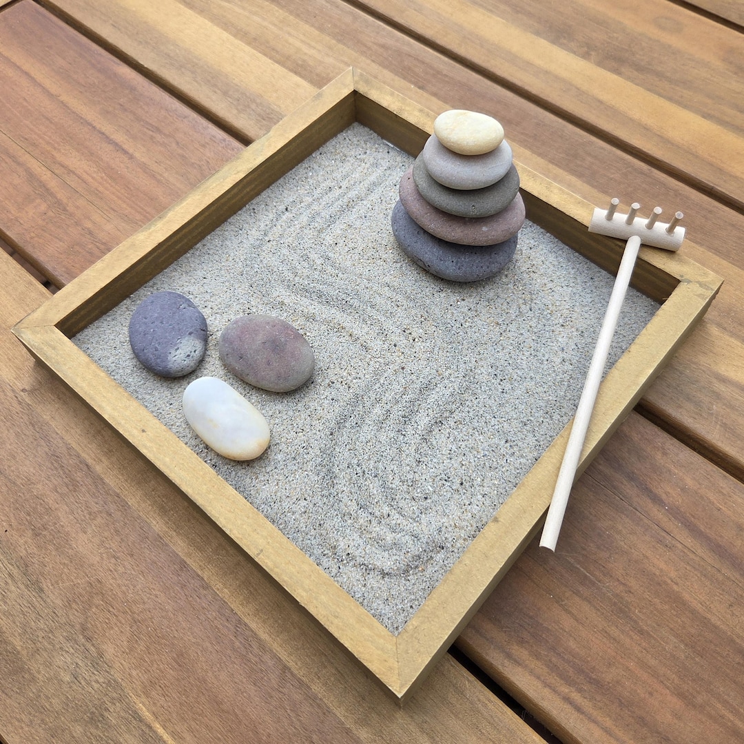 Desk Sand Rake Desk Zen Garden With San Diego Sand, Stones, Cairn & Rake - Etsy