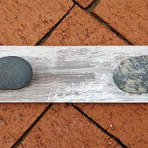 Beach Stone & Weathered Wood Coat Rack l Rustic Coat Rack image 2