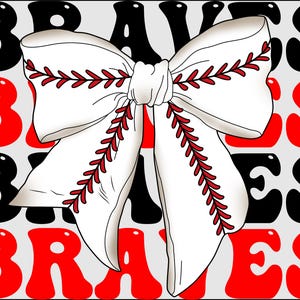 Coquette Baseball Bow Braves png download for DTF Prints