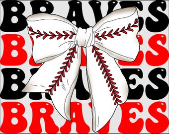 Coquette Baseball Bow Braves png Download für DTF-Drucke