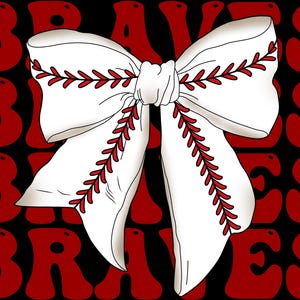 Coquette Baseball Bow Braves png download for DTF Prints