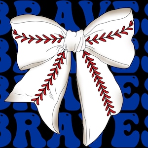 Coquette Baseball Bow Braves png download for DTF Prints