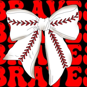 Coquette Baseball Bow Braves png download for DTF Prints