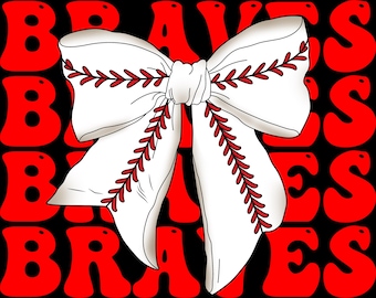 Coquette Baseball Bow Braves png Download für DTF-Drucke