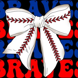 Coquette Baseball Bow Braves png download for DTF Prints