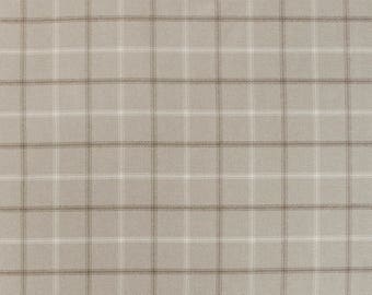 Tartan Curtain Material and Upholstery Fabric - Lewis Beige Taupe - Various Sizes By The Metre