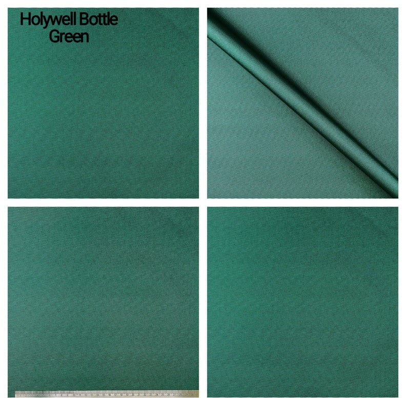 Puede incluir: Primer plano de una tela verde oscuro con una textura sutil. La tela se llama "Holywell Bottle Green".