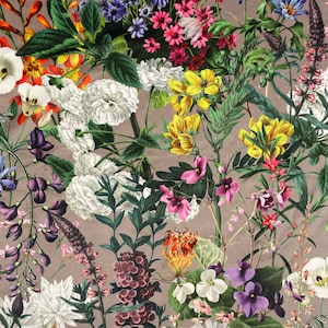 Curtain Velvet Summer Dove Grey Floral Curtain and Upholstery Fabric Perfect for Curtains, Upholstery & Crafts