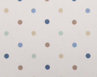 Oilcloth Wipe Clean Tablecloth Fabric - Taupe Duck Egg Blue Polka Dot - Round, Rectangle or Square