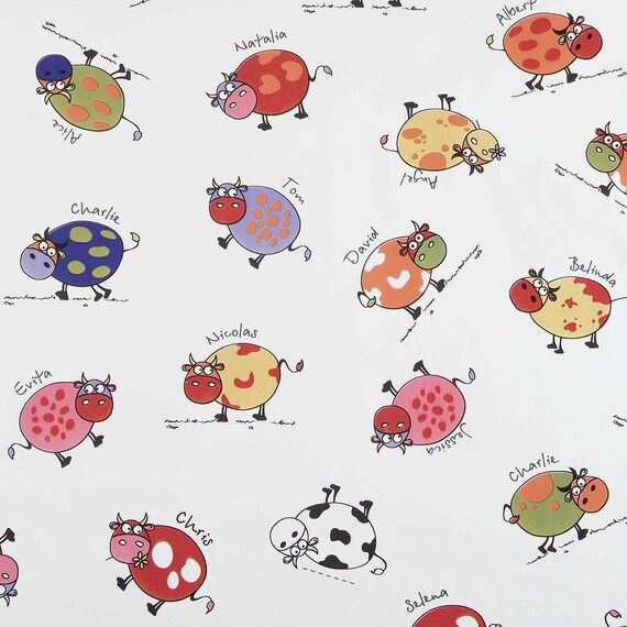 CHILDRENS COW PRINT PVC PLASTIC VINYL WIPECLEAN TABLE CLOTH CAFE BAR KITCHEN