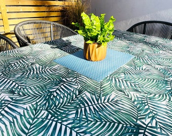 Outdoor Water Repellent Fabric Tablecloth - Chartwell Natural Outdoor/Indoor Waterproof Tablecloth 150cm Wide, Cushions, Furniture Cover