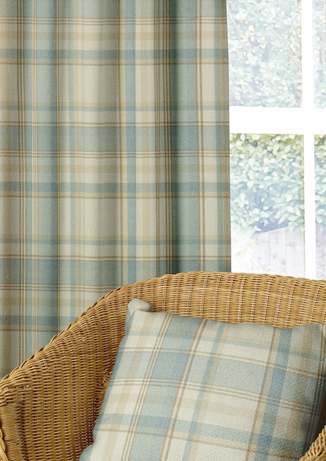 Skye Sky Blue Tartan Curtain and Upholstery Fabric Etsy UK