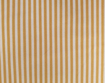 100% Cotton Fabric-White and Mustard Gold Stripes Linear Lines Striped Perfect for Crafting, Facemasks, Cushions Craft