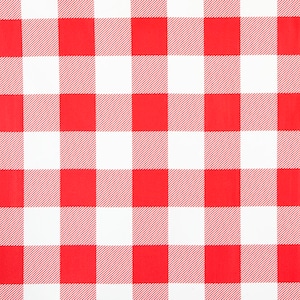 PVC-vinylduk med avtorkningsfunktion - Röd och vit rutig design - Rund, rektangulär eller fyrkantig