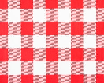 PVC Vinyl Wipe Clean Tablecloth - Red and White Gingham Check Design - Round, Rectangle or Square