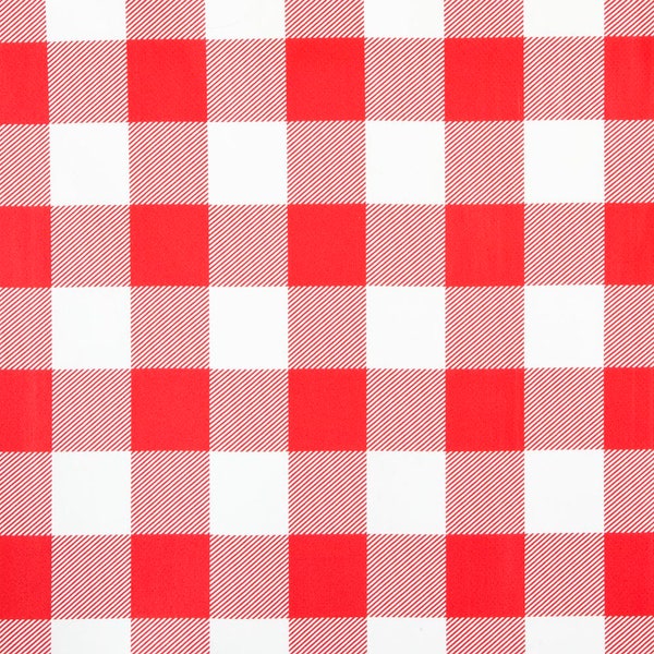 PVC Vinyl Wipe Clean Tablecloth - Red and White Gingham Check Design - Round, Rectangle or Square