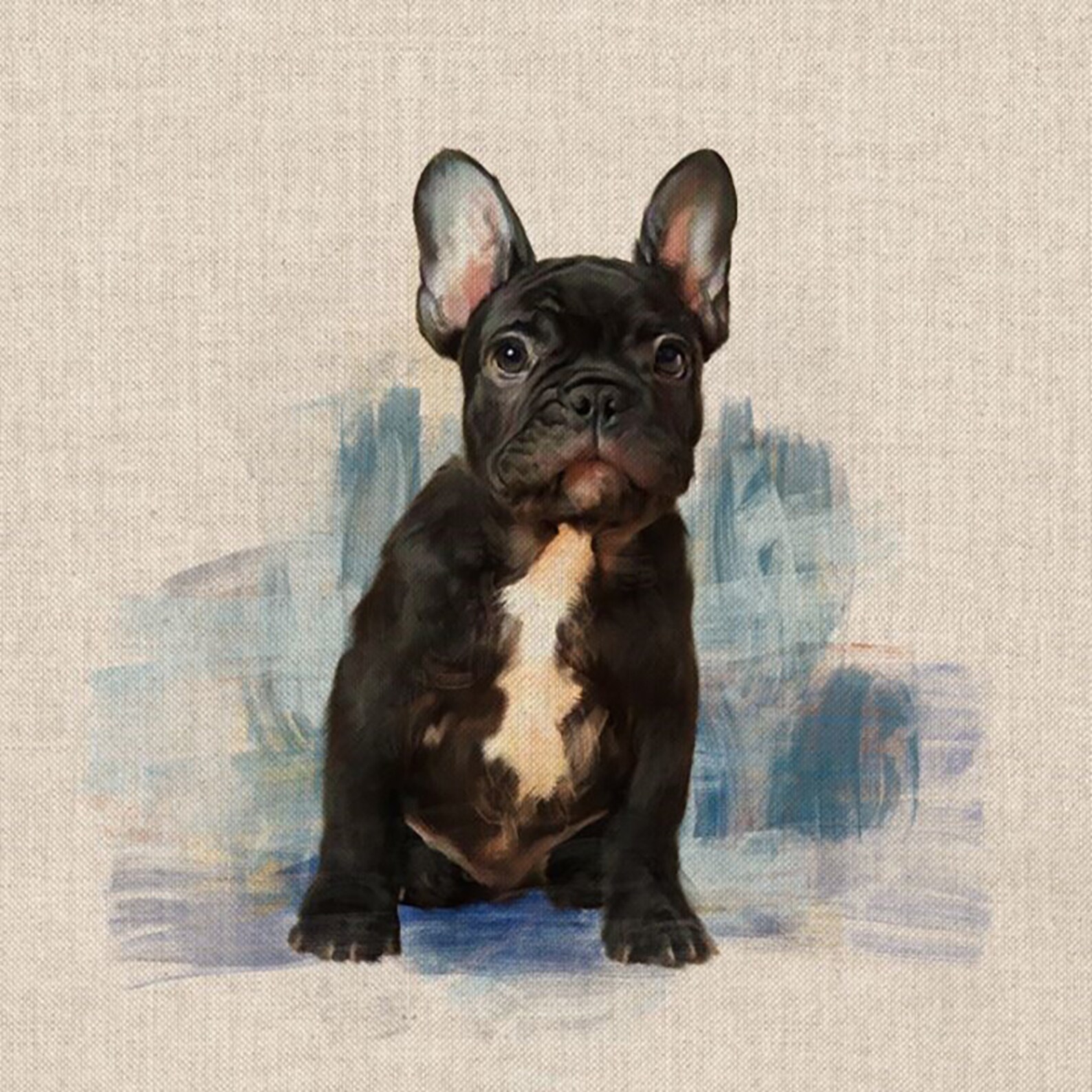 Cotton Fabric French Bulldog Cushion Panel 18 x Etsy