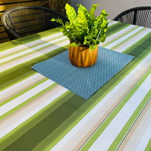 Outdoor Wasserabweisende Stoff Tischdecke-Woolacombe Olivenstreifen Outdoor/Indoor Wasserdichte Tischdecke 150cm breit, Kissen,Möbelbezug