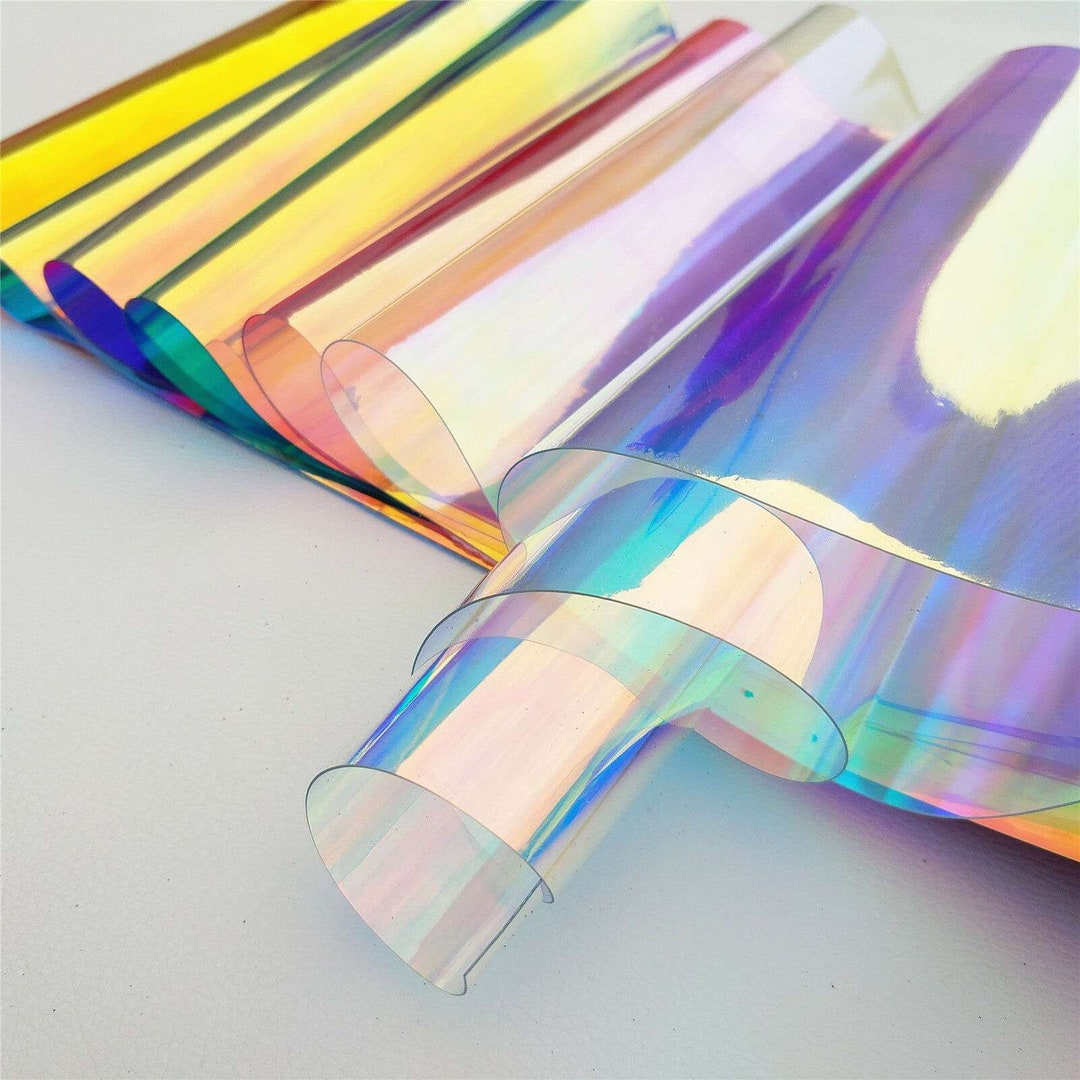 Iridescent Vinyl Sheet 20x30cm PVC Clear Holographic AB Opal 