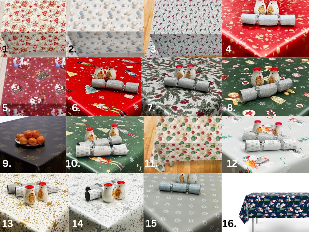 Christmas Wipe Clean Tablecloth PVC Vinylfestive Cover Table Protector