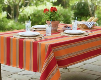 Mantel de tela impermeable para exterior - Rayas naranjas/rojas Mantel impermeable para exterior/interior de 150 cm de ancho, cojines, funda para muebles