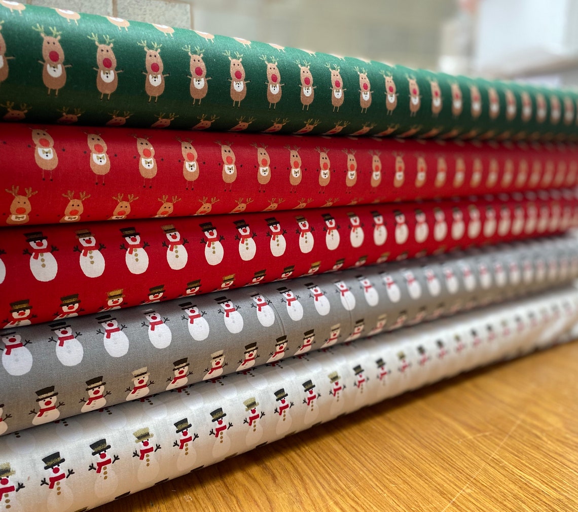 100 Cotton Poly Cotton FabricChristmas Xmas Festive Santa Etsy