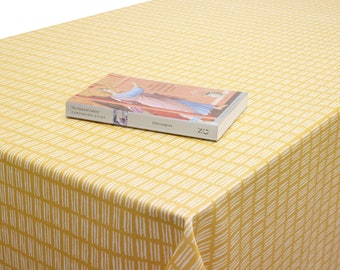 Oilcloth Wipe Clean Tablecloth Fabric - Ditto Ochre Yellow Scandinavian Matte Finish - Round, Rectangle or Square-Table Protector Oil Cloth