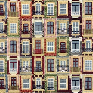 Lisbon City Windows Tapestry Crafting Soft Furnishings Upholstery Fabric