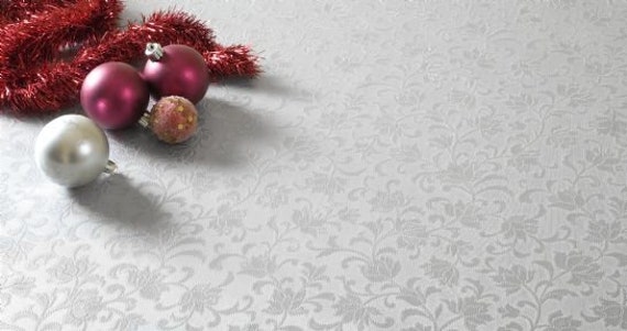 SILVER FLORAL EMBOSSED VINYL WIPE CLEAN PVC TABLECLOTH SILVER FLORAL EMBOSSED VINYL WIPE CLEAN PVC TABLECLOTH