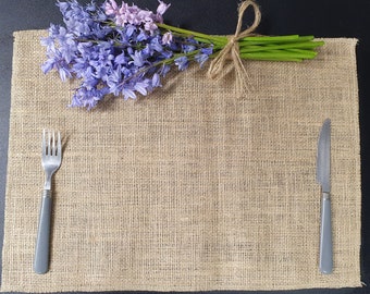 Natural Hessian Jute 10oz Rustic Placemats 30cm x 45cm. Handmade Wedding Restaurant Table Decorations Xmas Rectangular