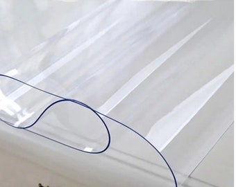 Extra Heavy Duty Clear Translucent PVC Plastic Sheeting Table Protector 1000 Micron Semi-Rigid Protection Cover Face Cover By The Metre