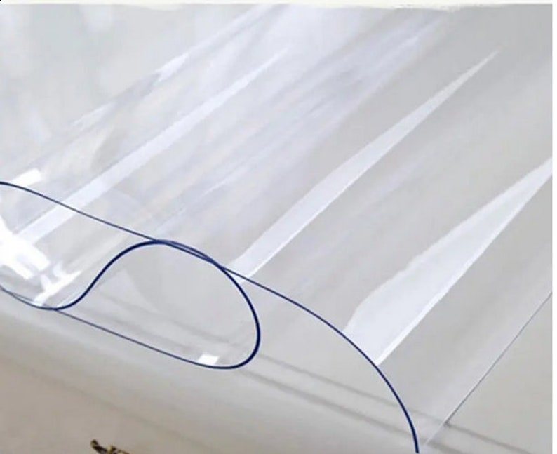 Extra Heavy Duty Clear Table Protector / Translucent PVC Plastic Sheeting / 800 Micron Semi-Rigid Protection Cover By The Metre image 2