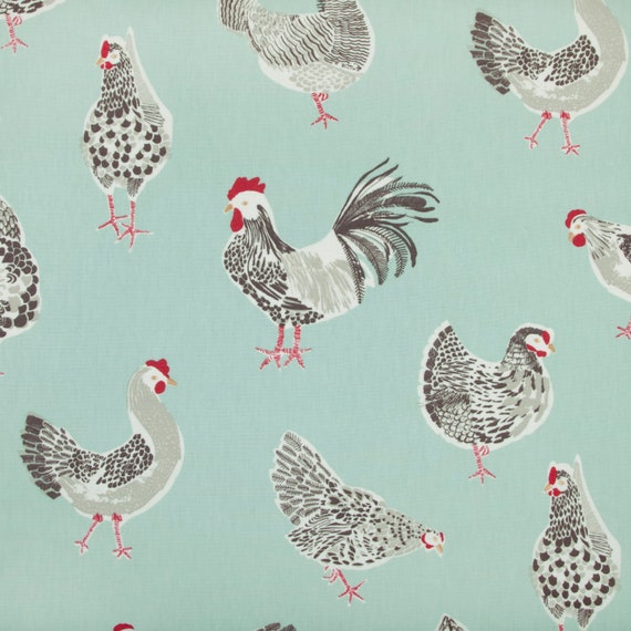 LOVE CHICKENS GREY VINYL WIPE CLEAN PVC TABLECLOTH MANY SIZES