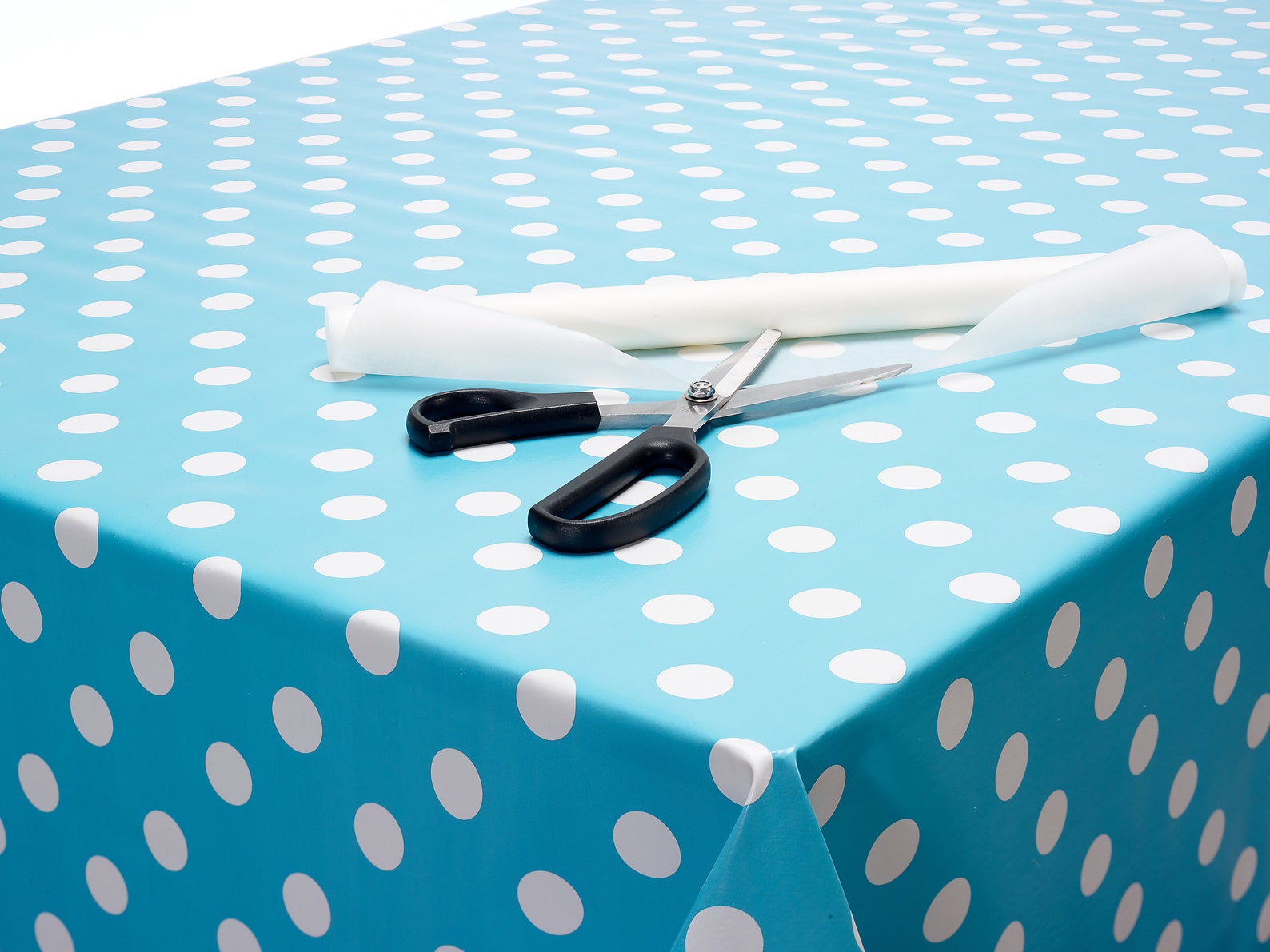 PVC Vinyl Wipe Clean Tablecloth Dotty Aqua Blue and White Etsy