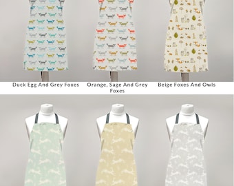 Wipe Clean PVC Coated Aprons - 100% Cotton Oilcloth - Adults and Childrens Sizes - Easy to Clean and Splash Proof Apron